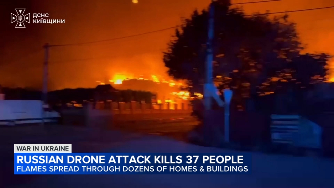 Source-feed image associated with Russian strike on Ukrainian warehouse kills 37 in war's deadliest attack this year
