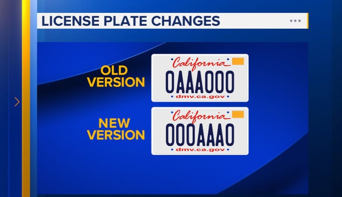Source-feed image associated with California to change license plate sequence for 1st time in 40 years due to shortage of combinations