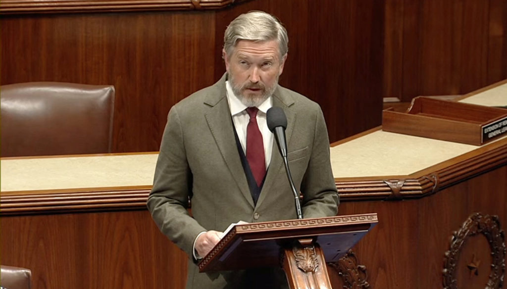 Source-feed image associated with WATCH: Rep. Massie introduces articles of impeachment against Hegseth on House floor