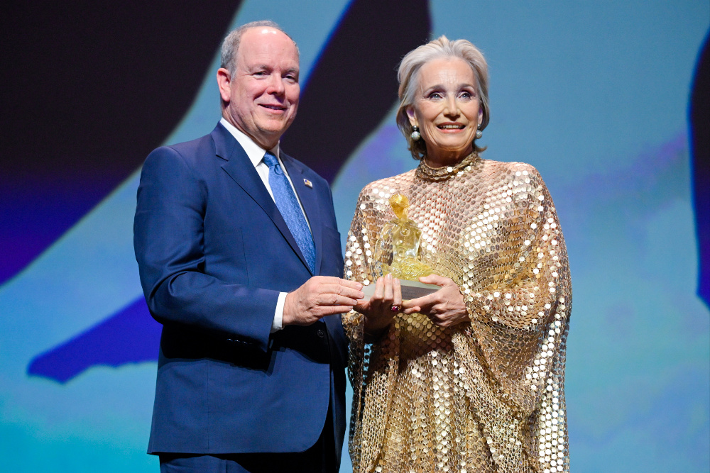 Source-feed image associated with Kristin Scott Thomas Receives Crystal Nymph From Prince Albert II at Monte-Carlo Television Festival Opening