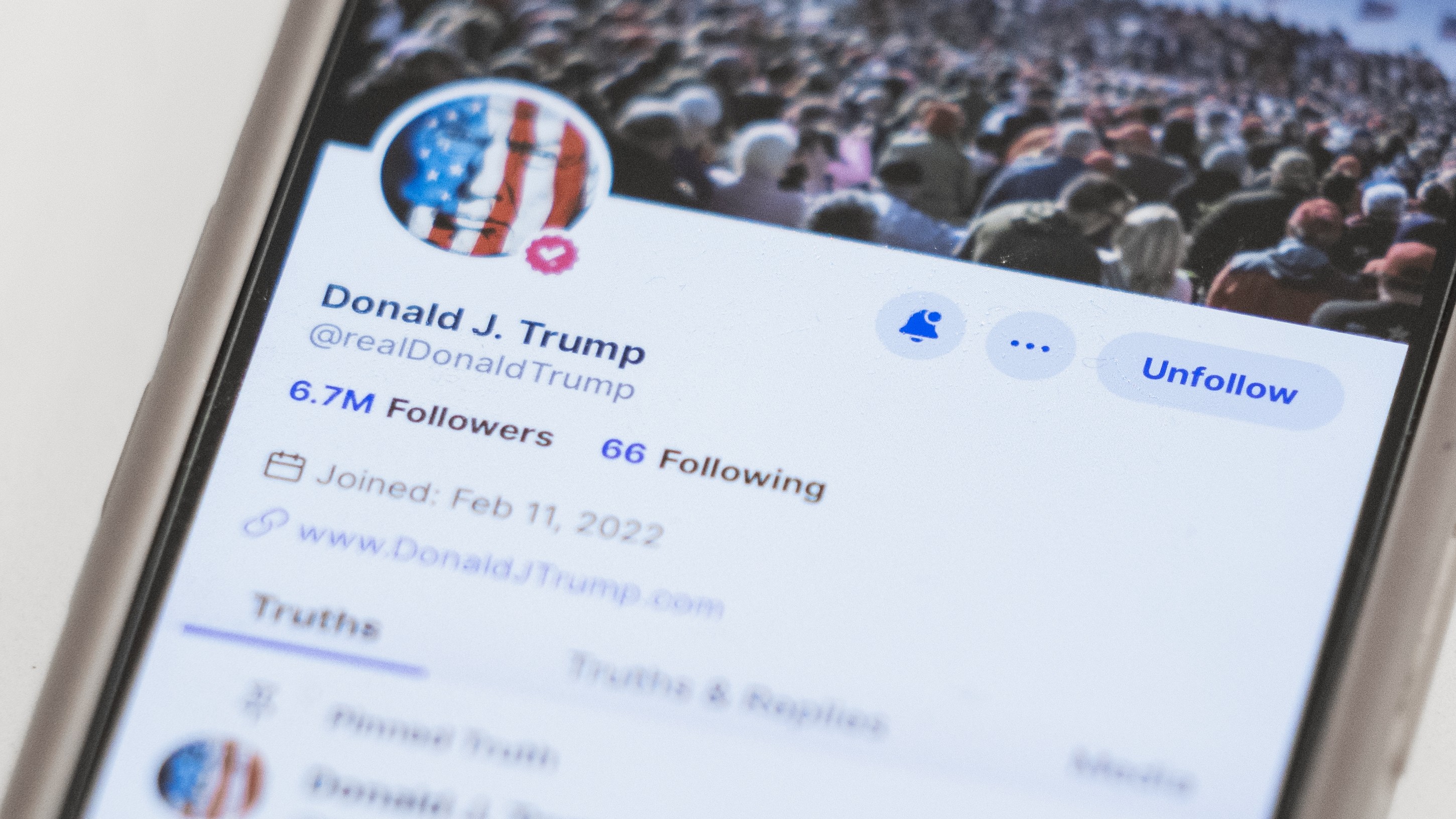 Image from linked report: SF sues over Trump's Truth Social early-access feature, calling it 'corruption plain and simple'