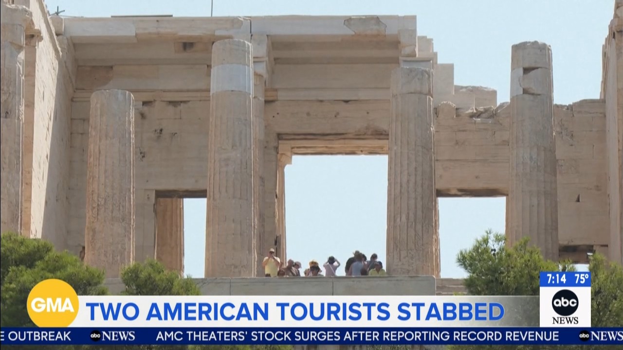 Source-feed image associated with 2 tourists stabbed near the Acropolis in Athens, Greece