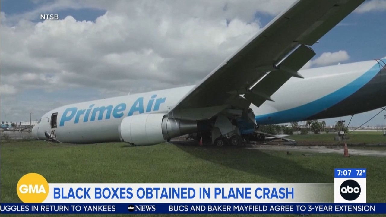 Source-feed image associated with NTSB to release readout from cockpit voice recorder following Amazon cargo plane crash that killed 5