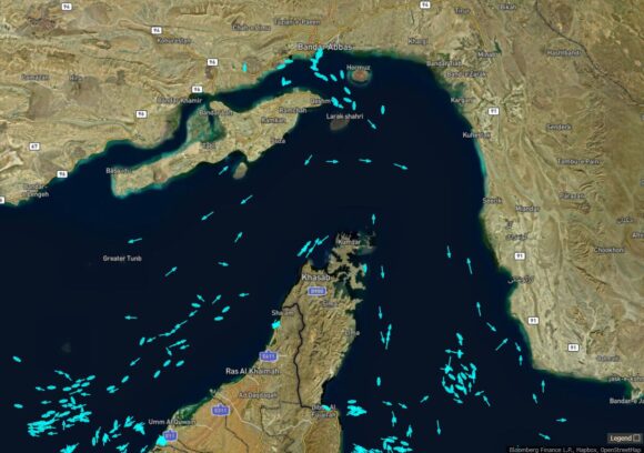 Source-feed image associated with Traffic Flows Through Hormuz Despite Shock Container Ship Attack