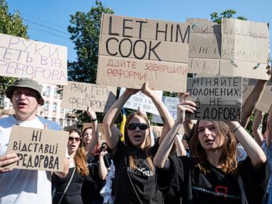 Source-feed image associated with Protesters rally in Kyiv as Zelenskyy moves to oust Ukraine's defense minister