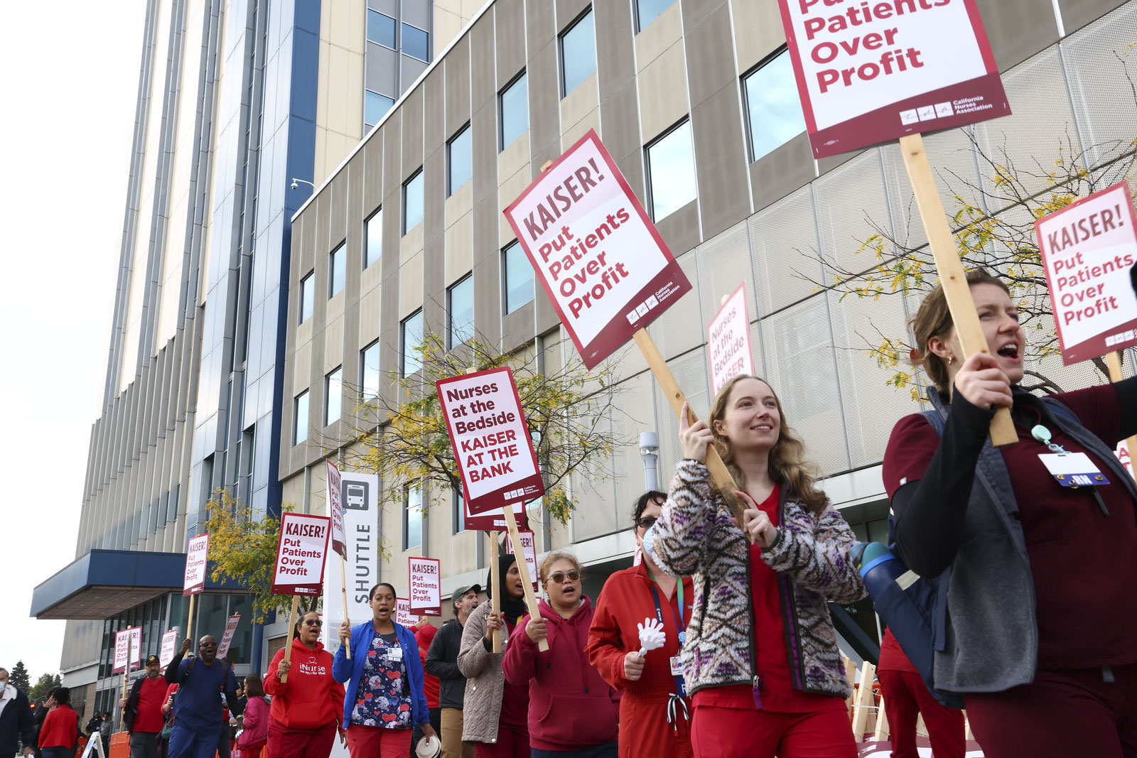 Source-feed image associated with In Oakland, Kaiser Nurses Take Staffing, AI Concerns to Picket Lines