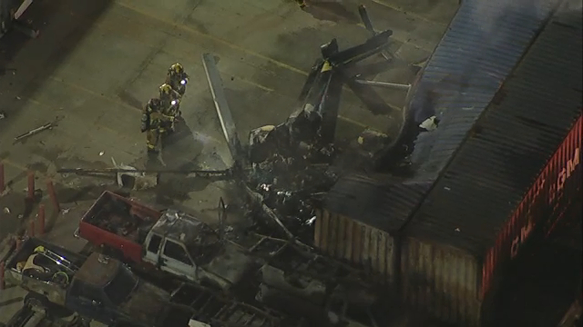 Source-feed image associated with 3 killed after TV news helicopter crashes near site of deadly Los Angeles bus collision