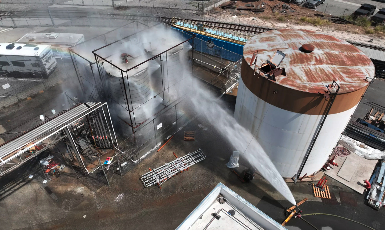 Source-feed image associated with Cooling system at chemical tanks likely failed, forcing mass O.C. evacuations, fire officials say