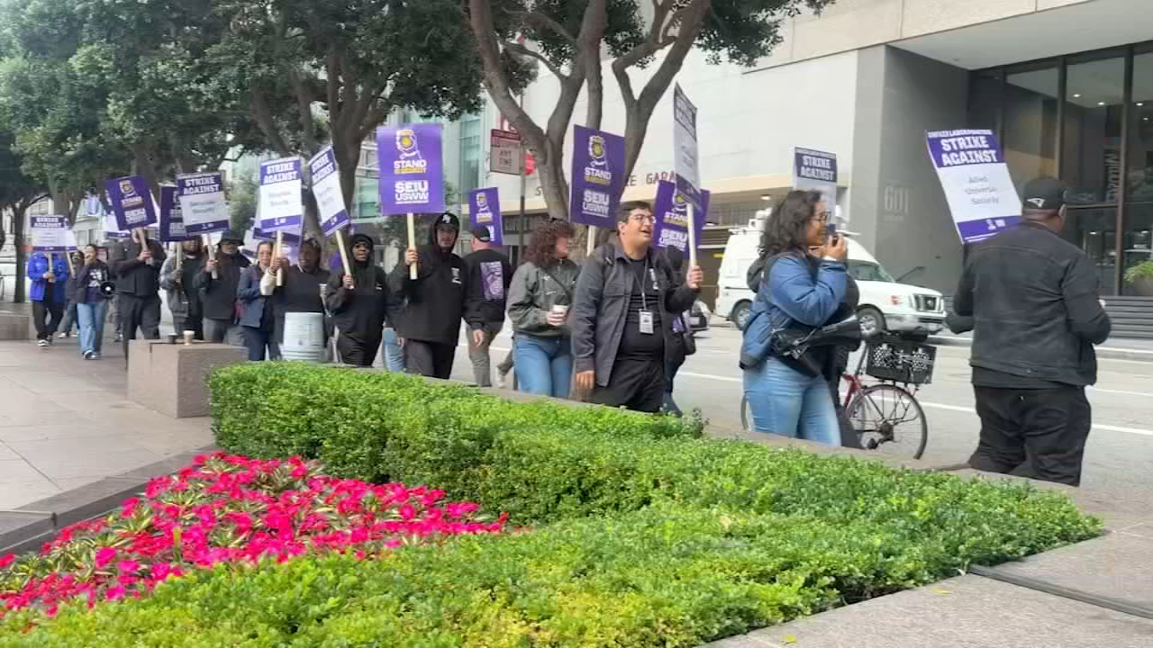 Source-feed image associated with Thousands of Bay Area, SoCal security guards at major retailers and tech giants begin strike