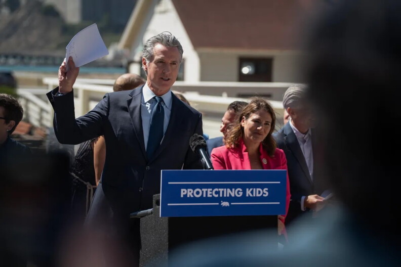 Source-feed image associated with Newsom orders California agencies to develop new AI safety plans after rejecting tougher law