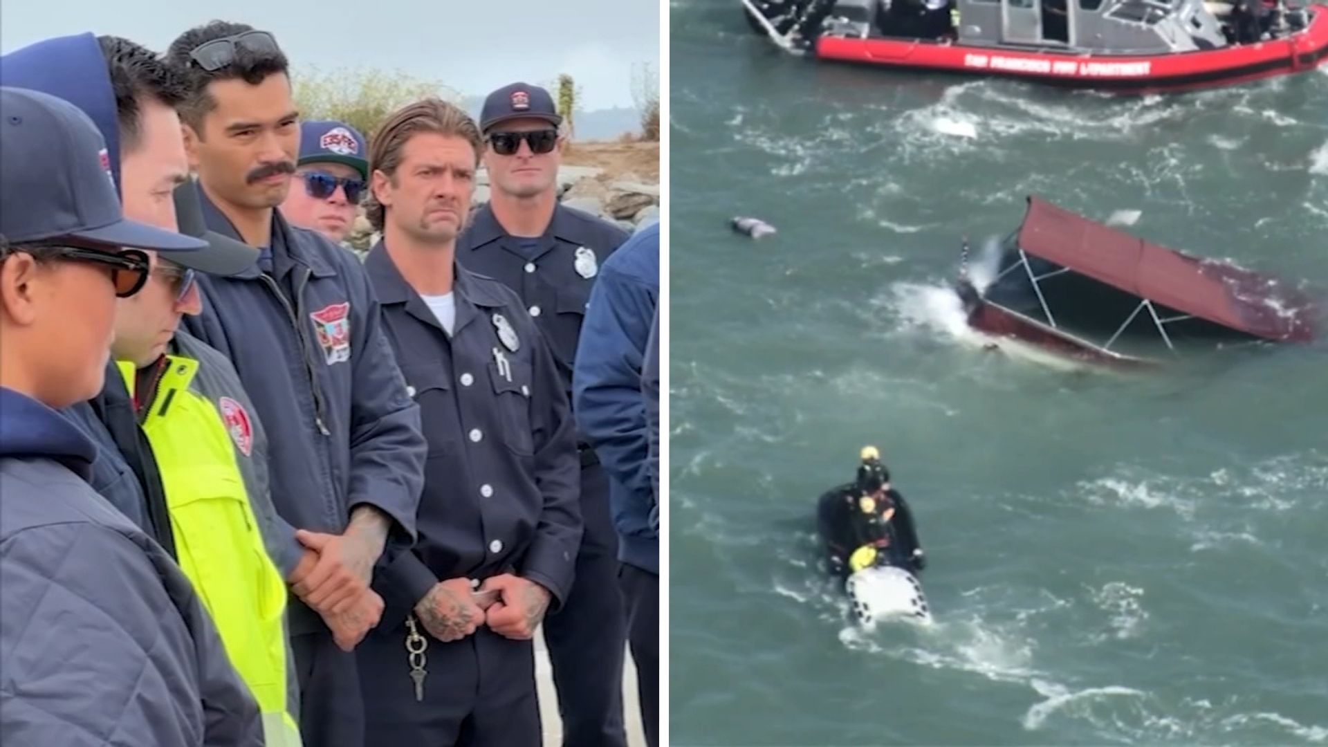 Source-feed image associated with SF boat capsize triggers focus on SF firefighters' training for life-or-death bay rescues