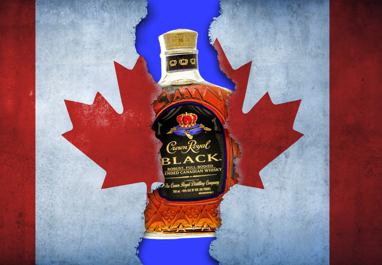 Source-feed image associated with Canadian whisky on the rocks? Crown Royal is set to avoid Trump’s new ban.