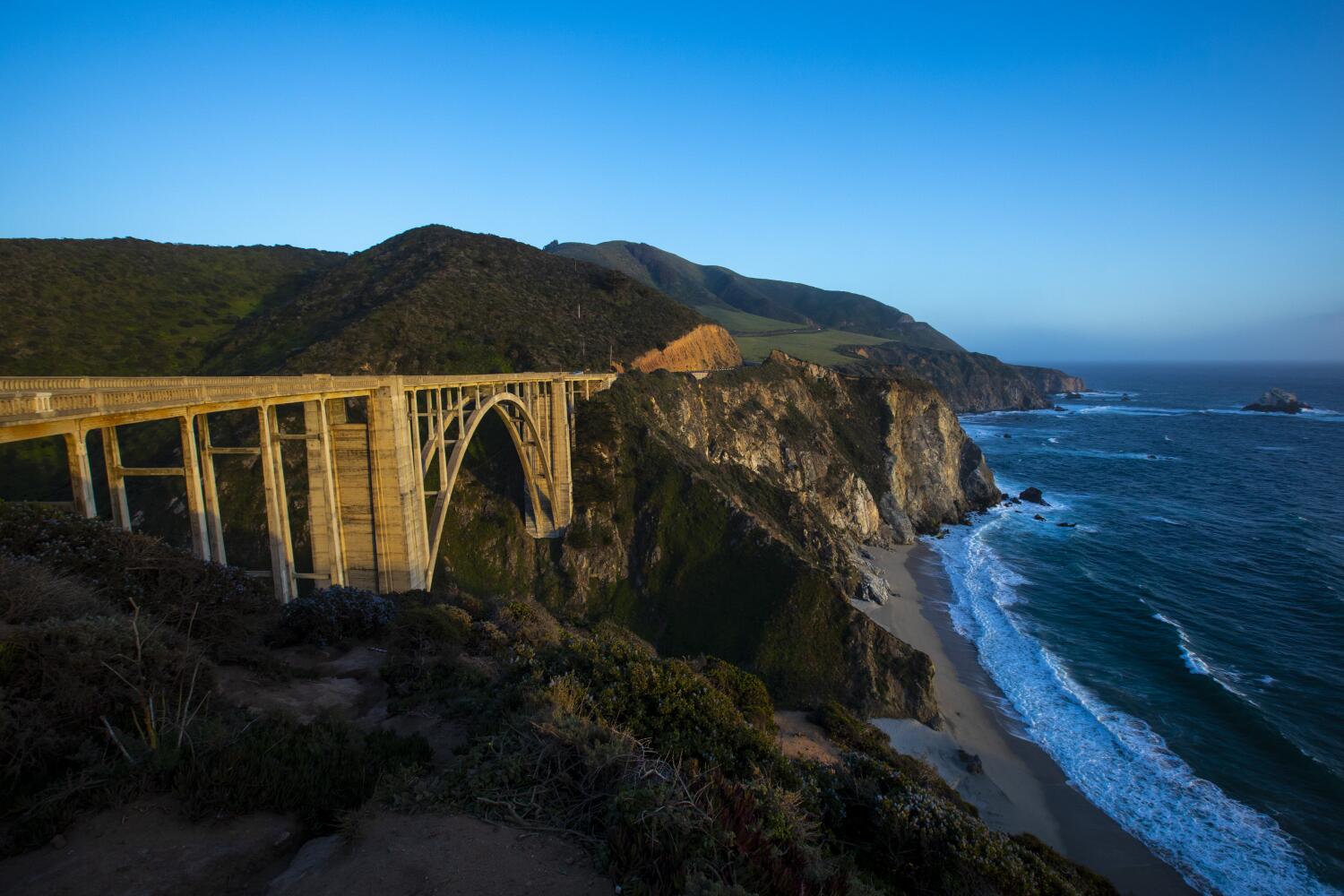 Source-feed image associated with Highway 1 in Big Sur fully reopens as Timber fire continues to burn