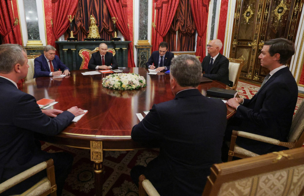 Source-feed image associated with Putin meets with U.S. envoys at the Kremlin for renewed talks on ending the war in Ukraine