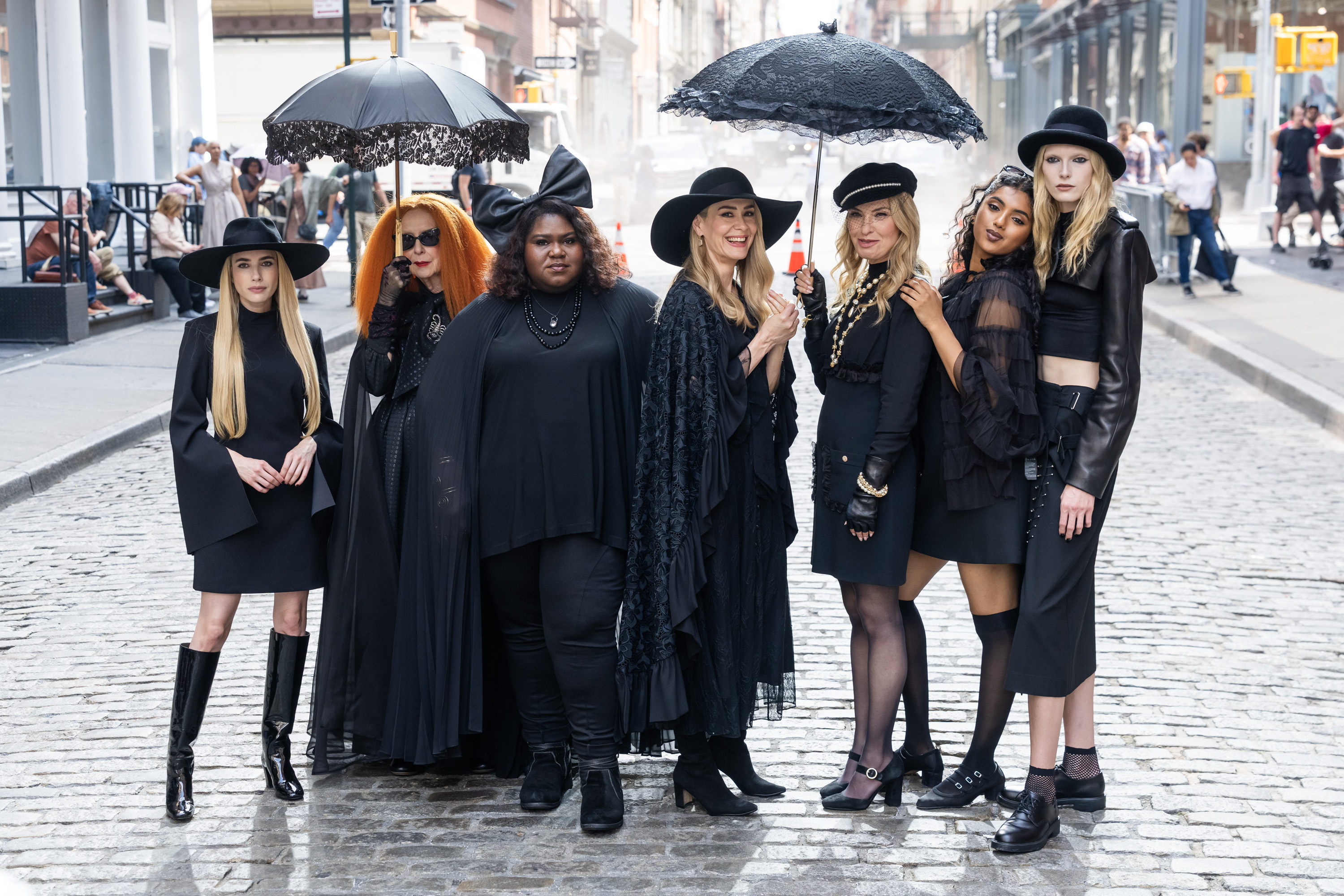 Source-feed image associated with The Coven Is Back! ‘American Horror Story’ Season 13 Set Photos Reveal Sarah Paulson, Emma Roberts and More as Witches