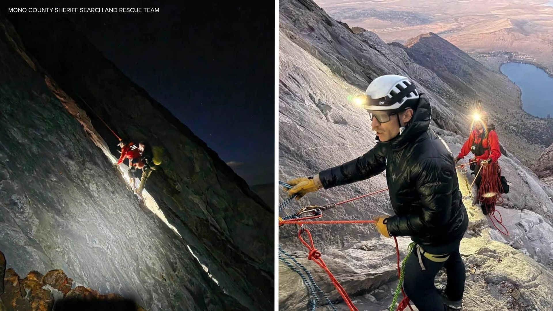 Source-feed image associated with Volunteers rescue climber stranded on small ledge in Sierra Nevada near Mammoth Lakes