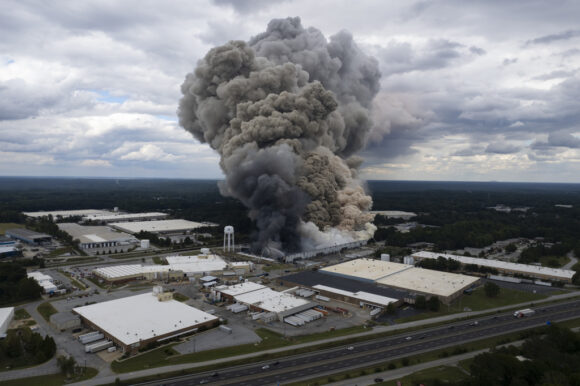 Source-feed image associated with Stored Pool Chemicals Led to Corroded Sprinklers Before Plant Fire, Report Finds