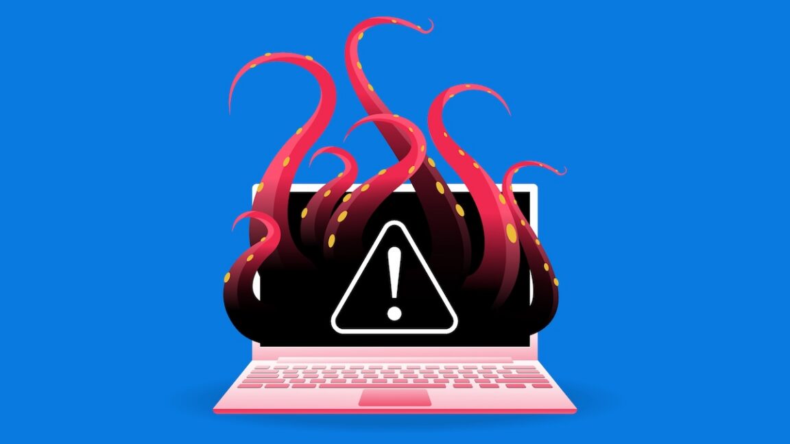 Image from linked report: Your uncle’s frozen Mac says it’s infected after viewing a Google ad. Now what?