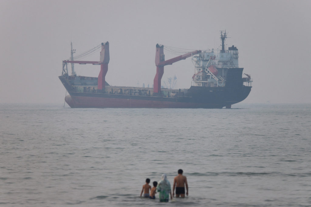 Source-feed image associated with Ship runs aground in Strait of Hormuz, Iranian state media says