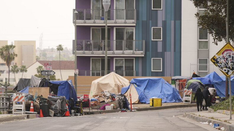 Source-feed image associated with The number of people living outdoors in LA is growing. What does that mean for the mayor's race?