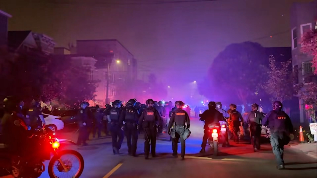 Source-feed image associated with SF police in riot gear crack down on 4th of July illegal fireworks shows: 'It was crazy'