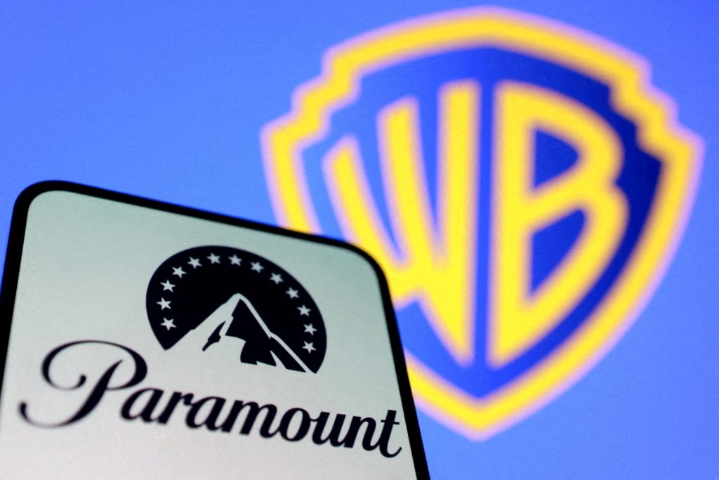 Source-feed image associated with Paramount's Warner Bros. bid and threat to leave California divide Hollywood
