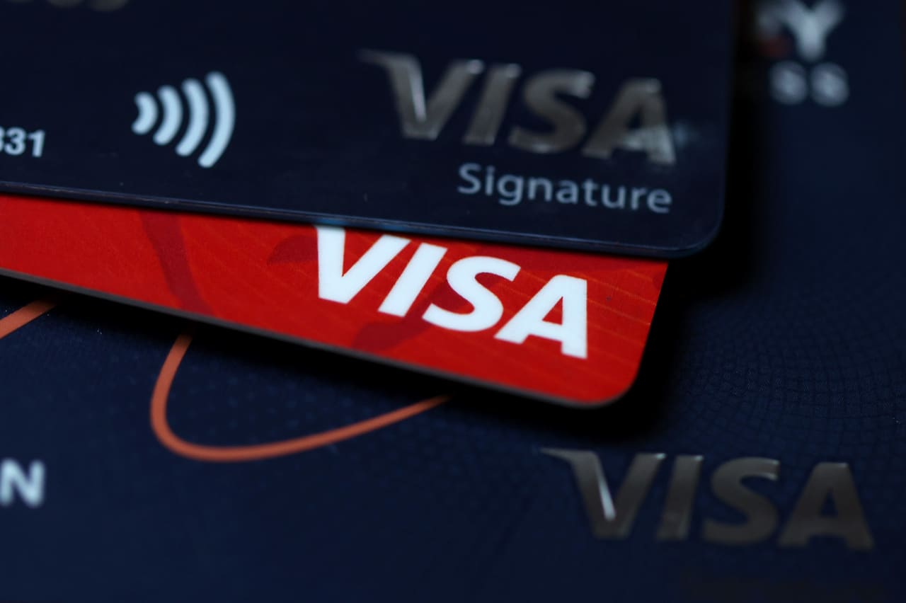 Source-feed image associated with Visa and Mastercard stocks hit fresh records, underscoring a resilient U.S. consumer