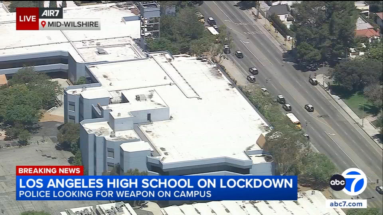 Source-feed image associated with Road-rage incident ends at Los Angeles high school, student in custody, LAPD says