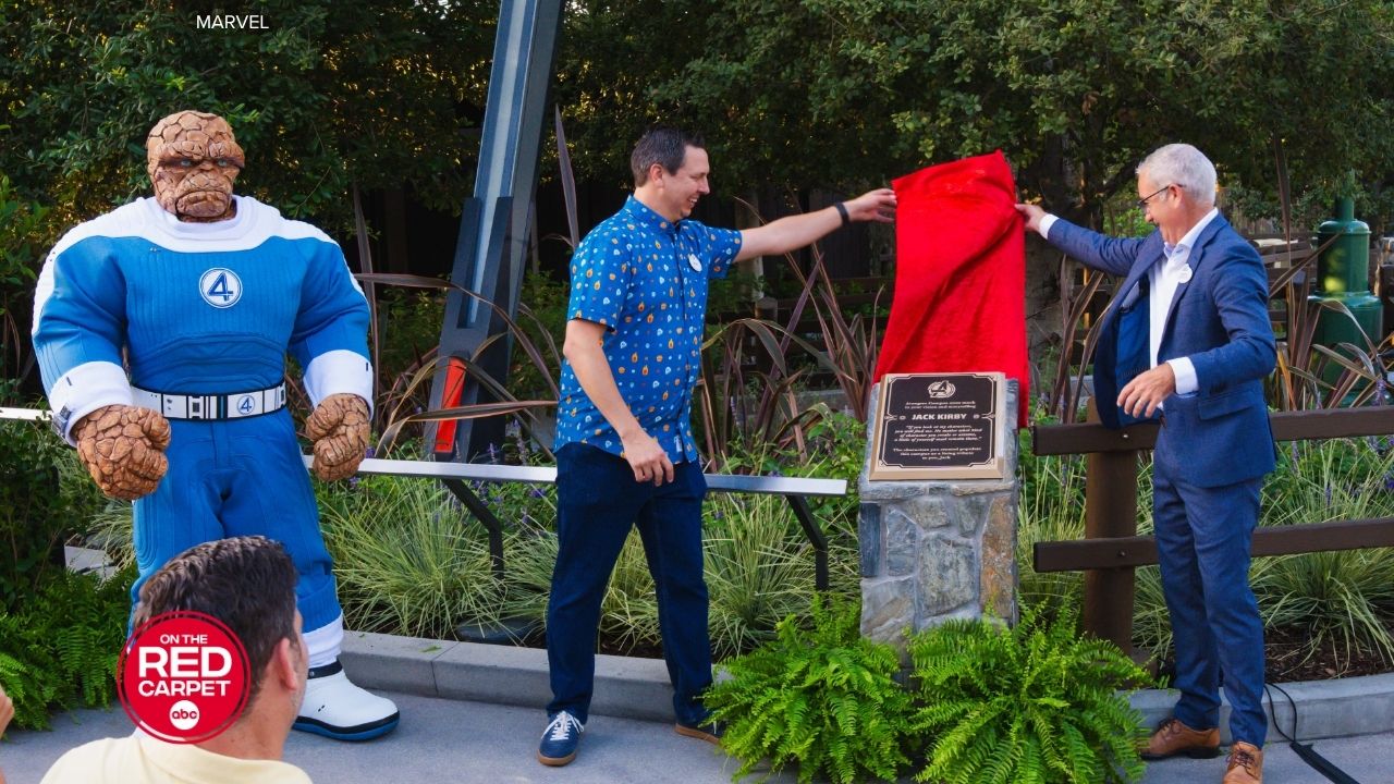Source-feed image associated with Avengers Campus pays tribute to the creator behind some of Marvel's most iconic heroes
