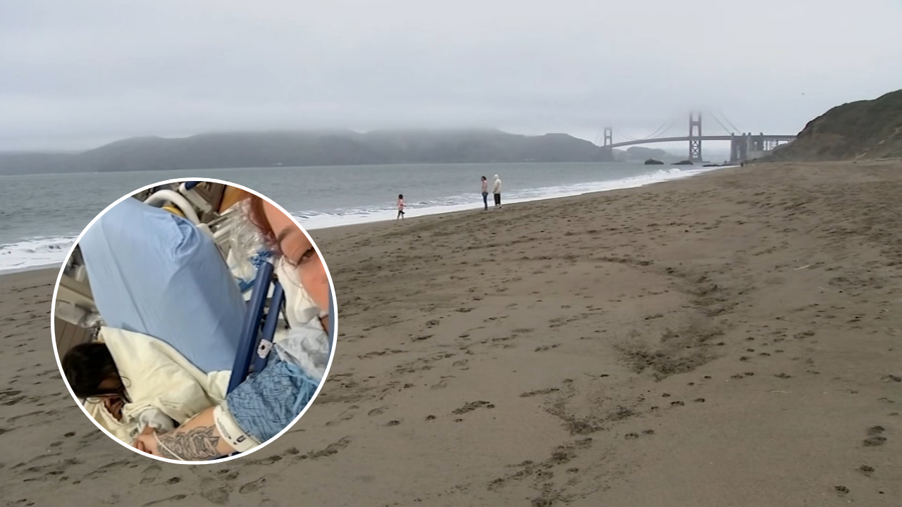 Source-feed image associated with EXCLUSIVE: Mom, daughter speak after being pulled into ocean by sneaker wave, nearly drowning in SF