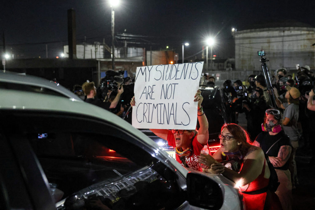 Source-feed image associated with What to know about the protests and arrests outside a New Jersey detention center
