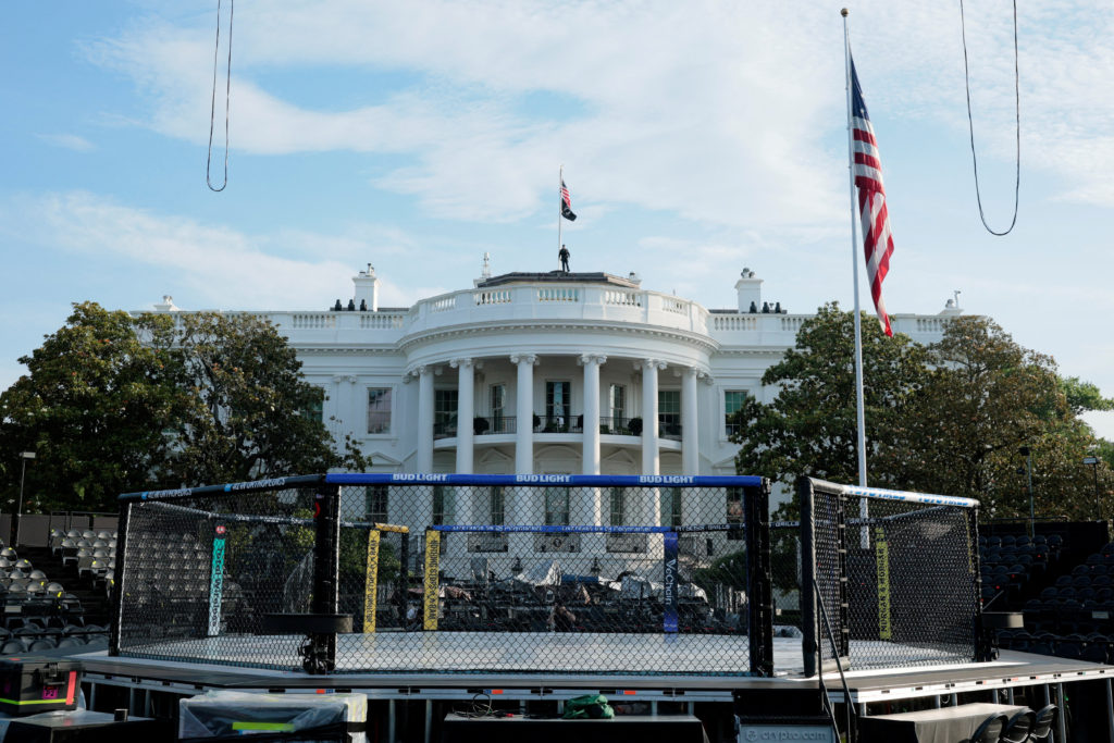 Source-feed image associated with White House UFC event spotlights Trump's decades-long partnership with Dana White