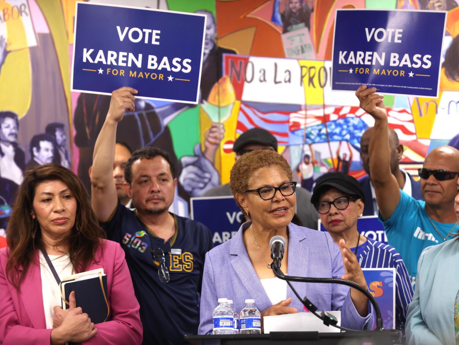 Source-feed image associated with Mayor Karen Bass is in the toughest reelection fight of her career. She says she intends to win it