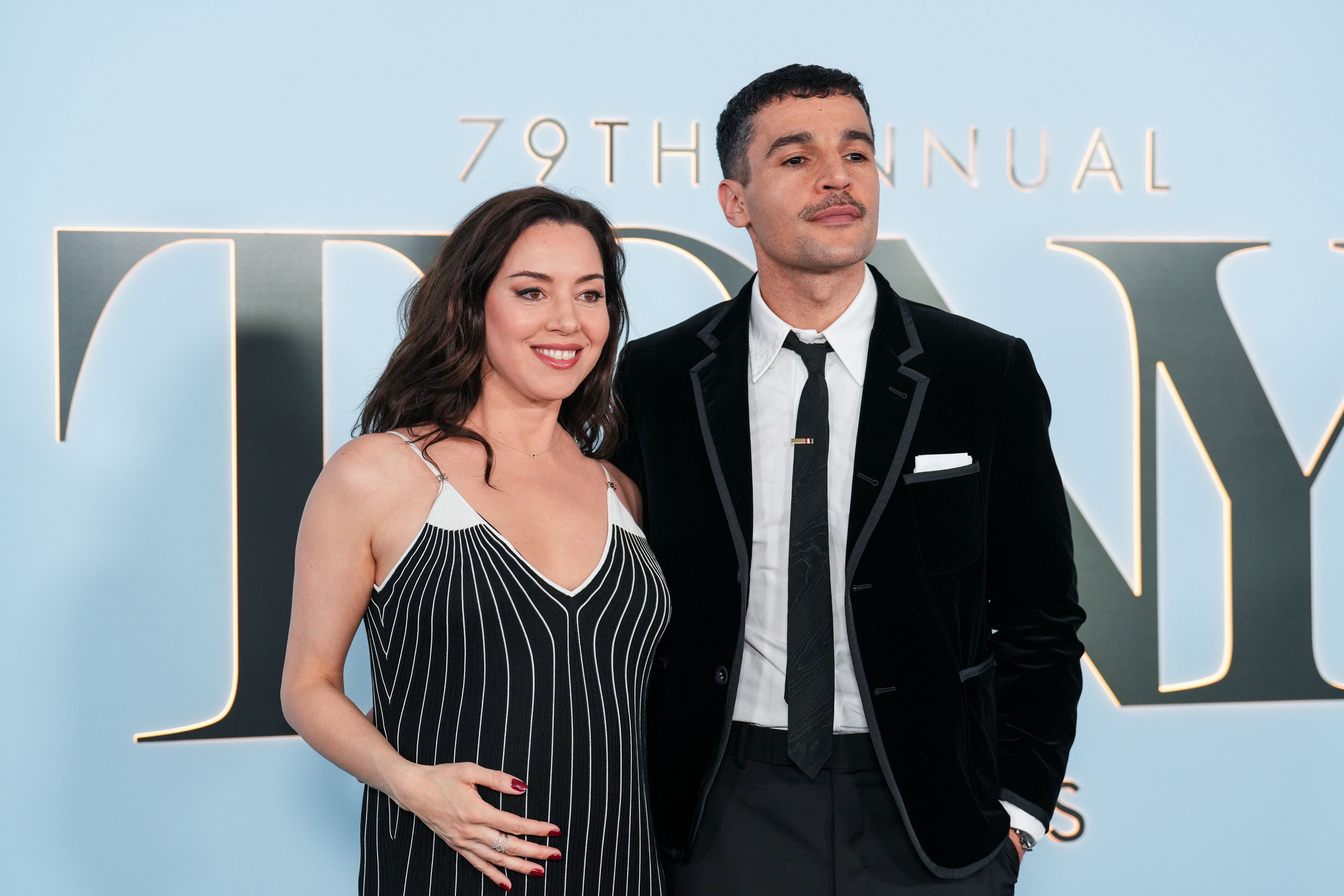 Source-feed image associated with A Pregnant Aubrey Plaza and Christopher Abbott Were the Cutest Couple at the 2026 Tony Awards
