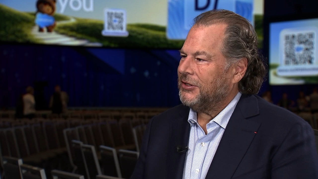Source-feed image associated with EXCLUSIVE: Salesforce CEO Marc Benioff touts AI for all as Dreamforce returns to San Francisco