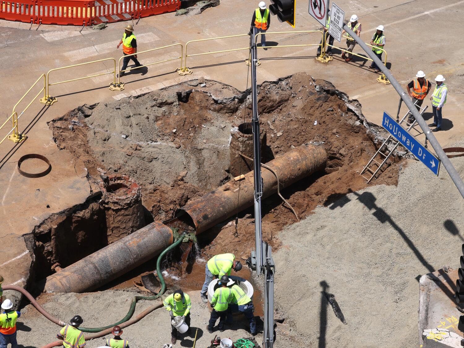 Source-feed image associated with Sunset Boulevard remains closed as ruptured trunk line repairs continue 'into this week'