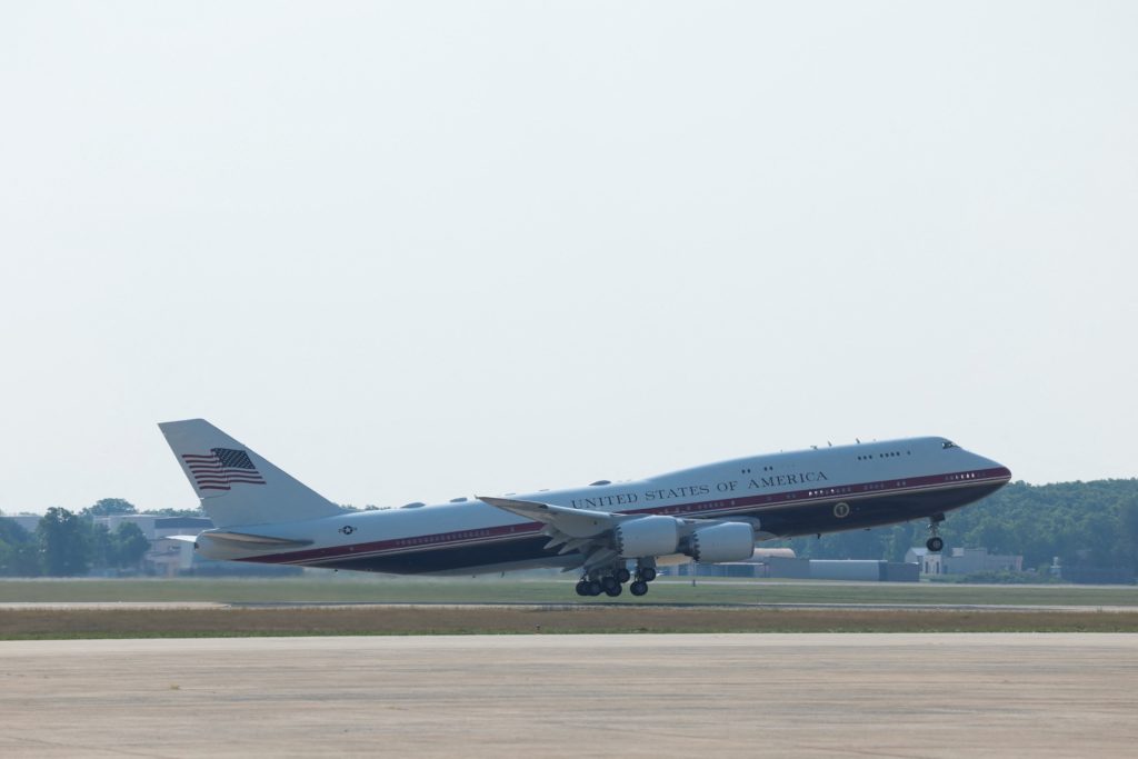 Source-feed image associated with News Wrap: Trump takes first trip on Air Force One gifted by Qatar