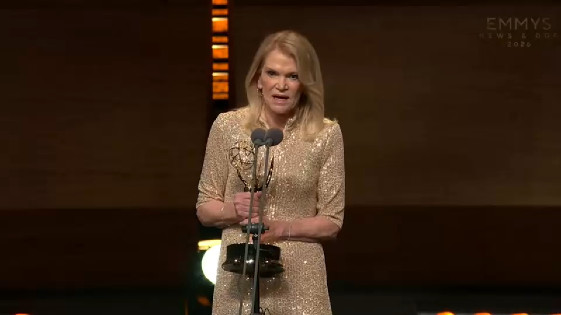 Source-feed image associated with ABC's Martha Raddatz presented with lifetime achievement award at News and Documentary Emmy Awards