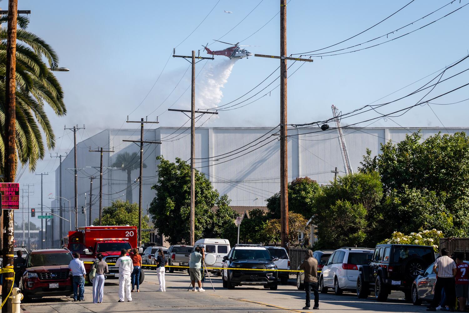 Source-feed image associated with Latest Boyle Heights shelter-in-place order lifted as crews battle cold-storage facility fire
