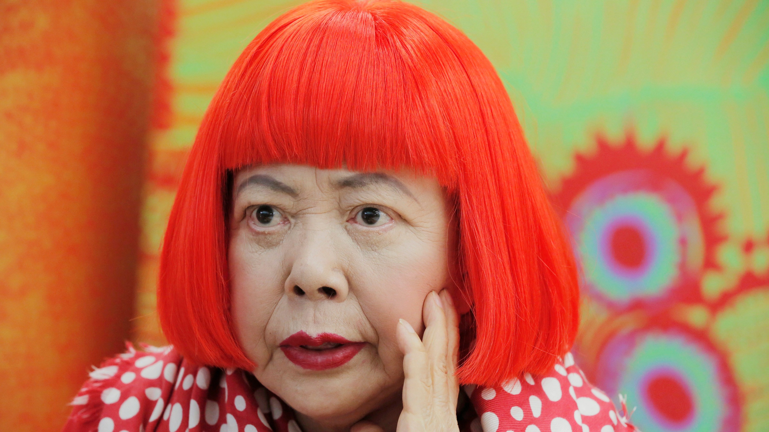 Source-feed image associated with Artist Yayoi Kusama, known for her polka dot art and 'infinity mirror' rooms, dies at 97