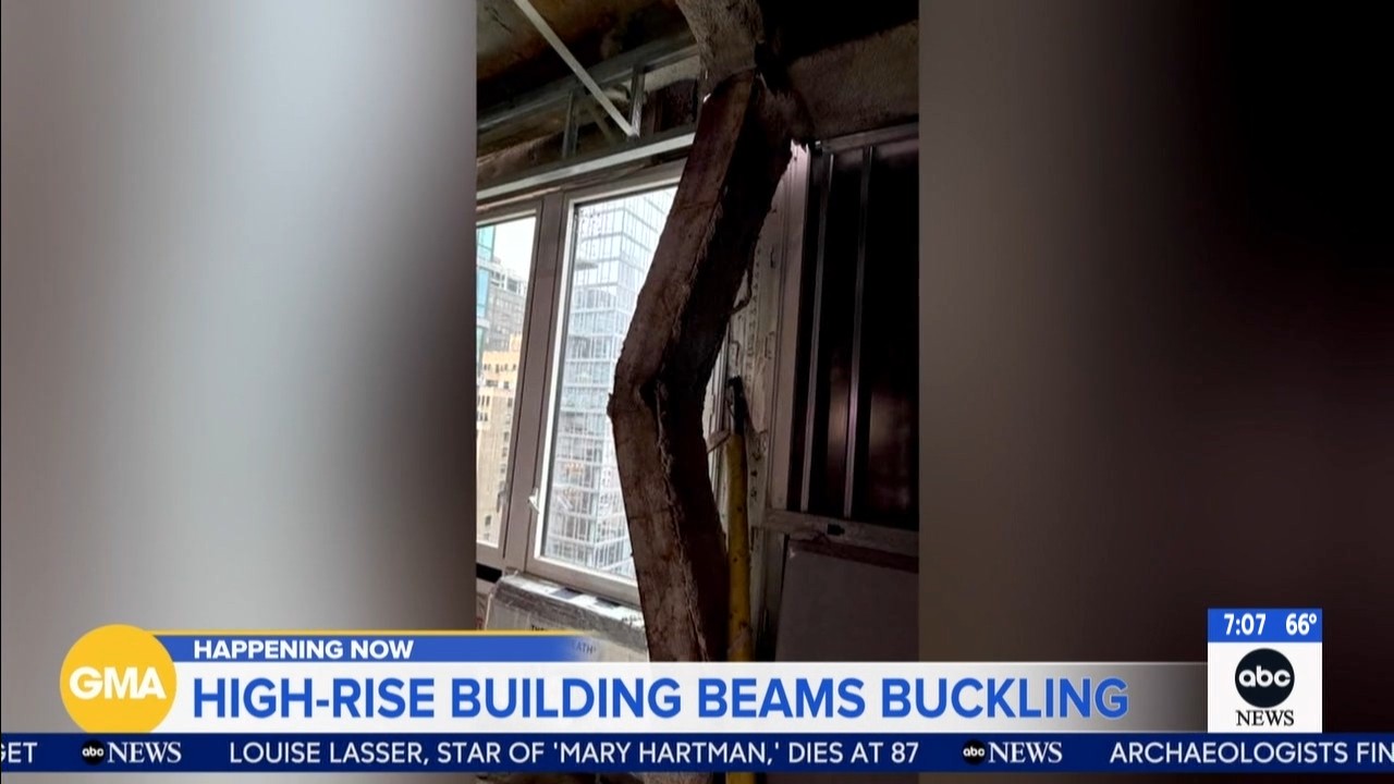 Source-feed image associated with Manhattan high-rise deemed stable after columns buckled, some evacuations lifted