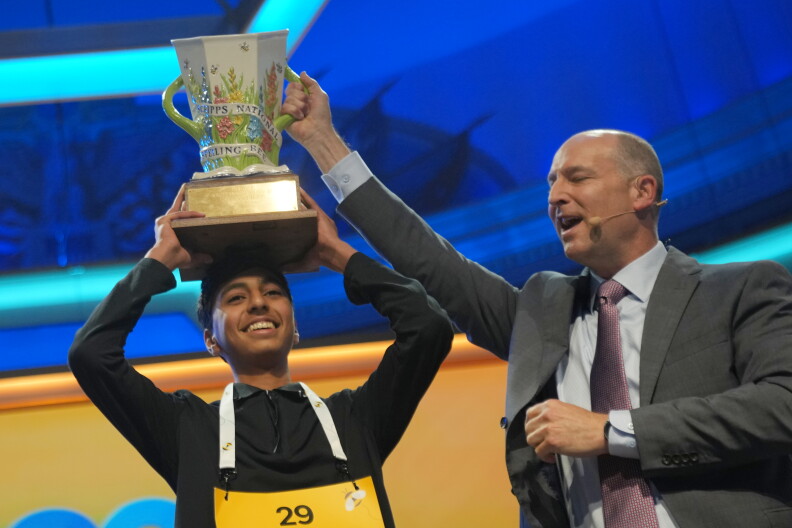 Source-feed image associated with Rancho Cucamonga's Shrey Parikh, 14, wins the Scripps Spelling Bee after a nail-biting 'spell-off'