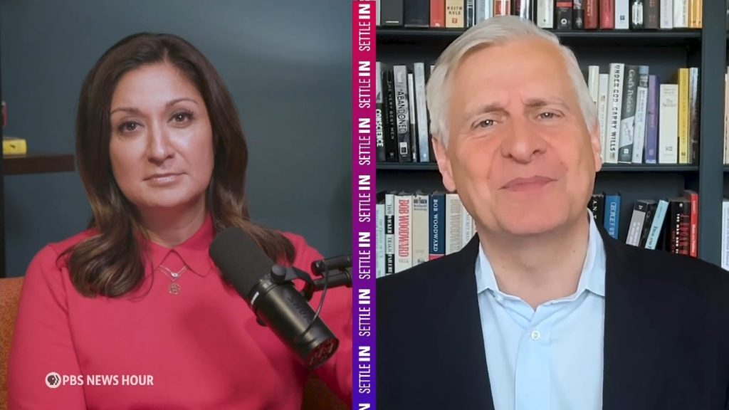 Source-feed image associated with Jon Meacham and Amna Nawaz examine the state of our democracy on 'Settle In'