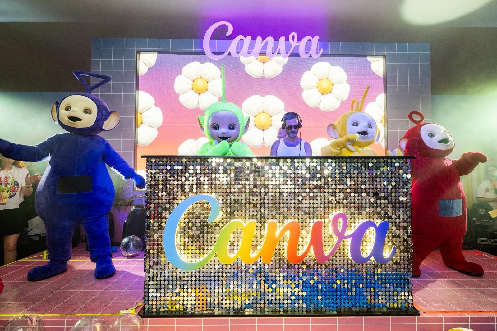Source-feed image associated with Teletubbies Dance for LGBTQ+ Rights at Canva Beach Pride Party at Cannes Lions