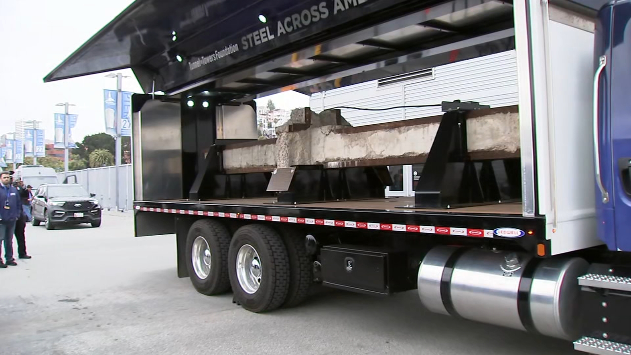 Source-feed image associated with Steel beam from World Trade Center makes stop in San Francisco ahead of 9/11 25th anniversary