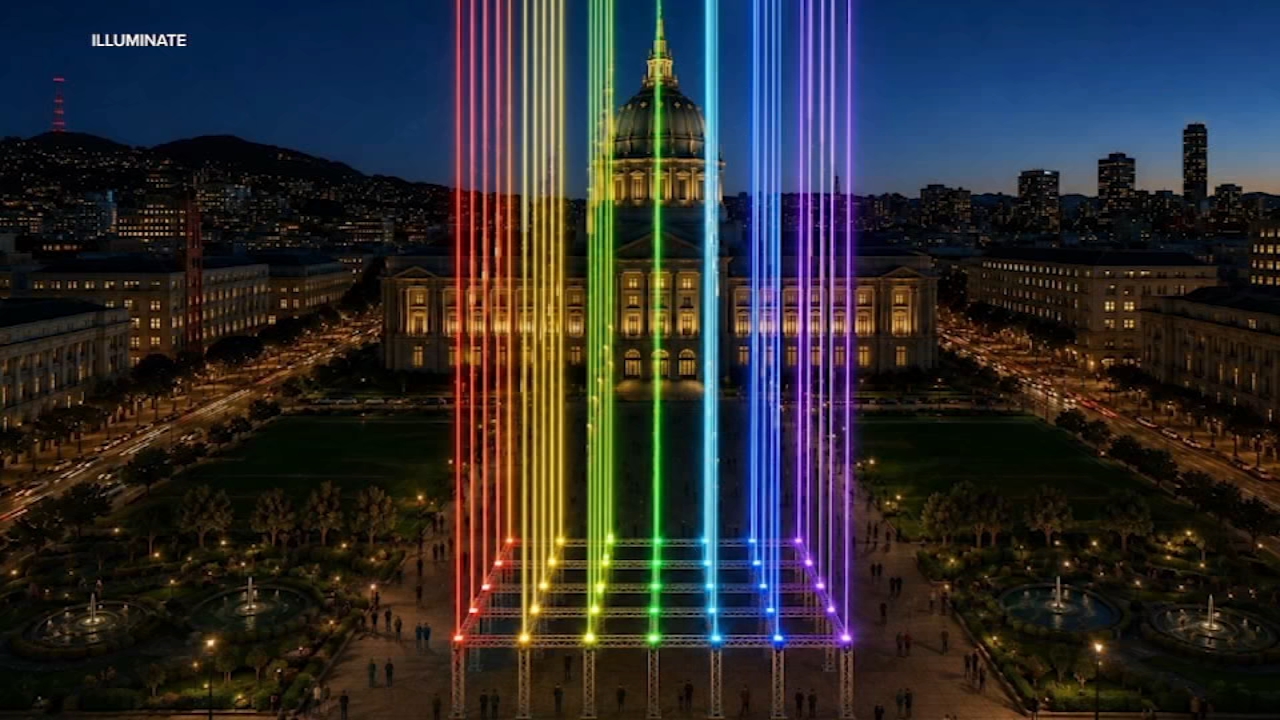 Source-feed image associated with '7x7' laser art exhibit debuts in San Francisco's Civic Center Plaza this weekend