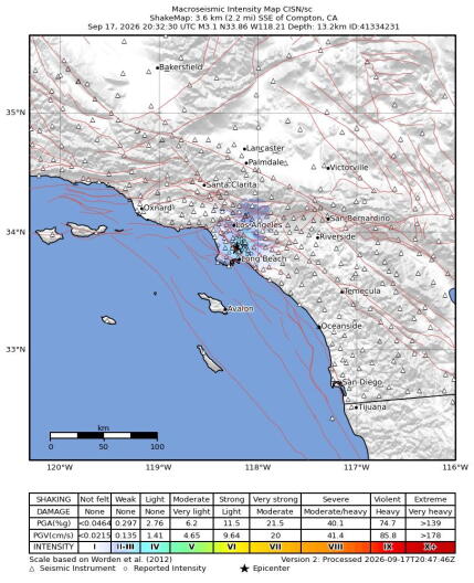 Source-feed image associated with 3.1 earthquake shakes Compton, Downey and Long Beach
