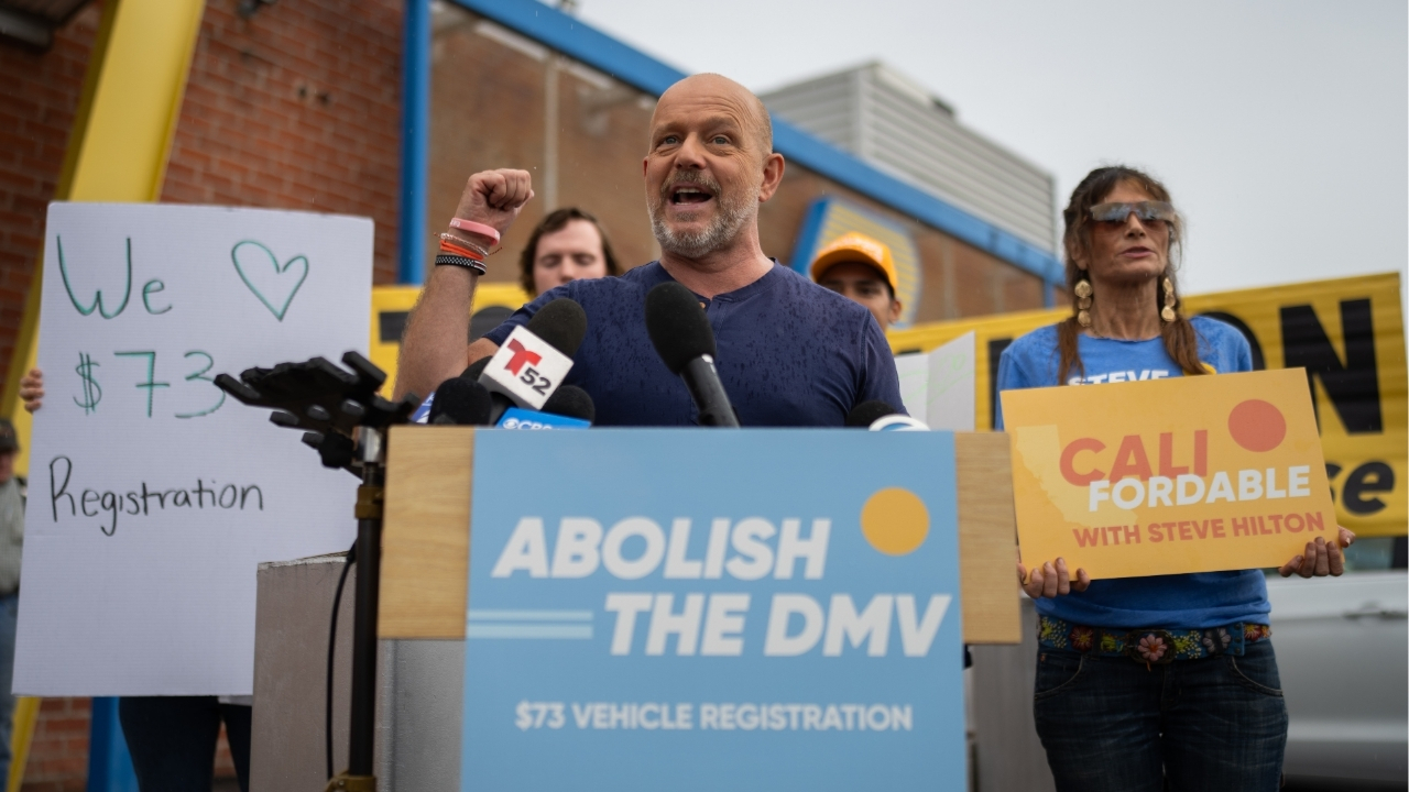 Source-feed image associated with Steve Hilton pledges to abolish California DMV if elected governor