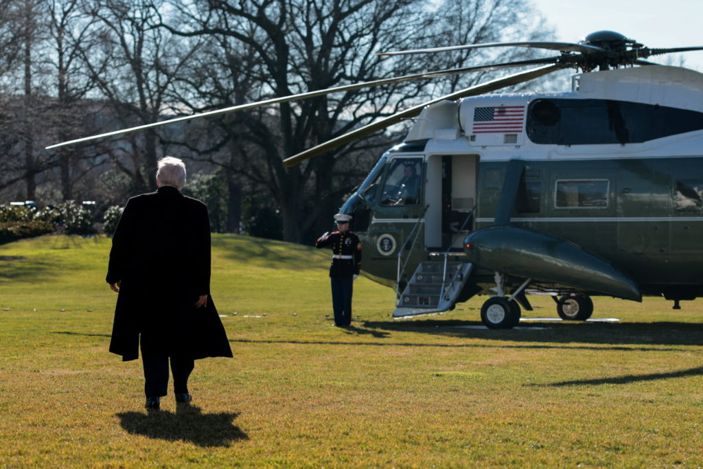 Source-feed image associated with WATCH: Trump says Sikorsky is paying for a 'beautiful' granite helipad at the White House
