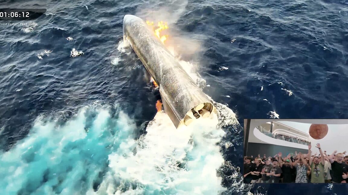 Source-feed image associated with SpaceX eyes tower catch for next Starship after auspicious end to 13th flight